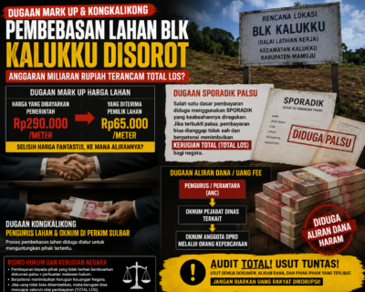 Dugaan Mark Up Pembebasan Lahan BLK Kalukku, Muncul Isu Aliran Dana ke Sejumlah Pihak